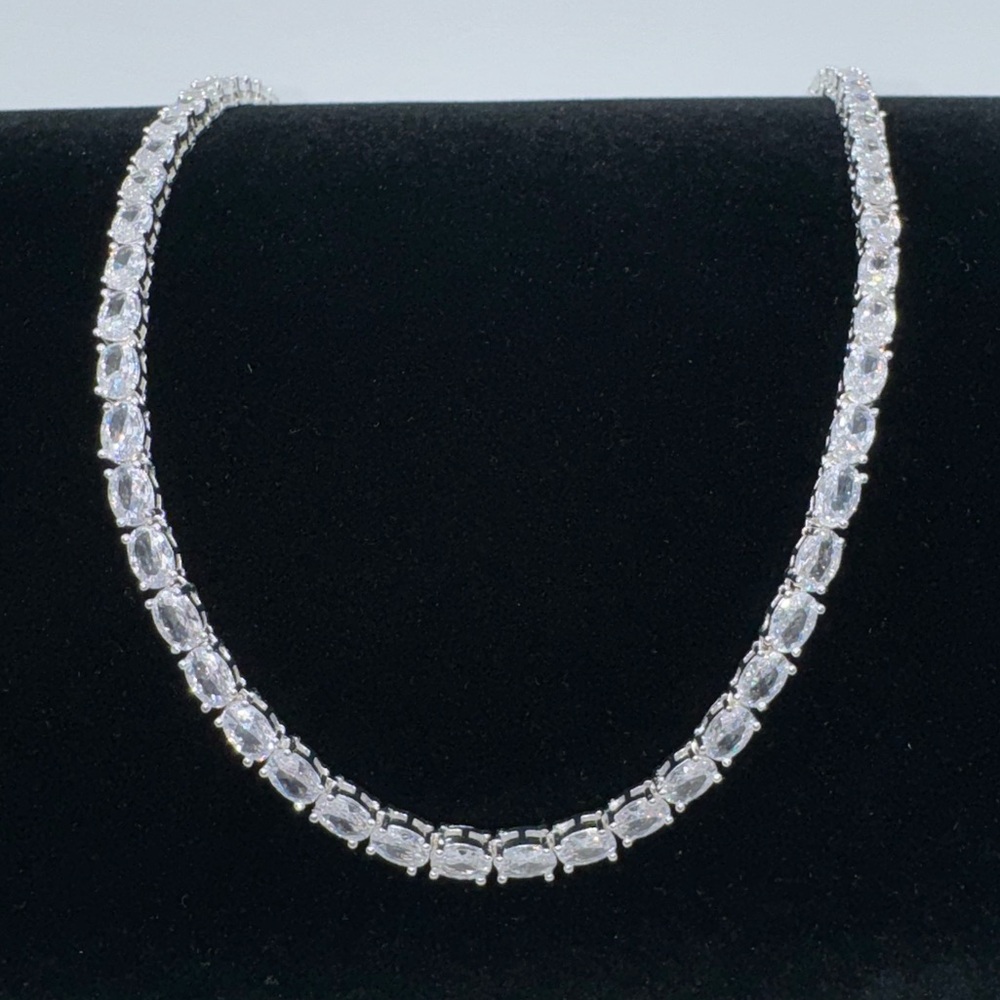 28ct Oval Tennis Necklace - Picture 14 of 15